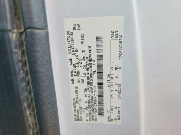 2017 FORD F150 Regular Cab — VINS