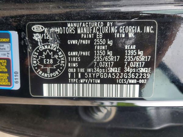 2018 KIA SORENTO L, LX