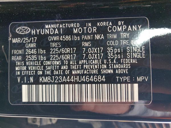 2017 HYUNDAI TUCSON SE (no options)