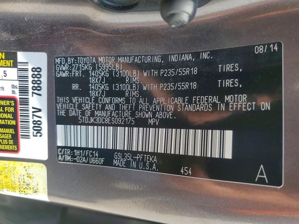2014 TOYOTA SIENNA