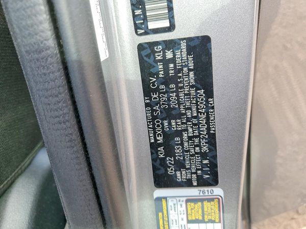 2022 KIA FORTE FE, LXS
