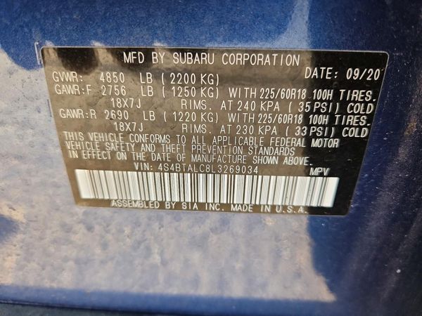 2020 SUBARU OUTBACK Limited
