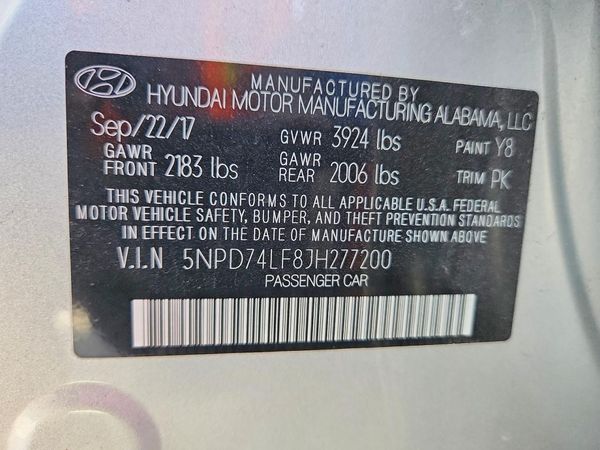2018 HYUNDAI ELANTRA SE