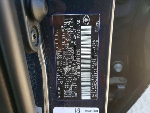 2018 TOYOTA CAMRY L/LE/SE/XLE
