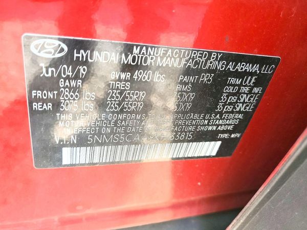 2019 HYUNDAI SANTA FE Limited, Ultimate