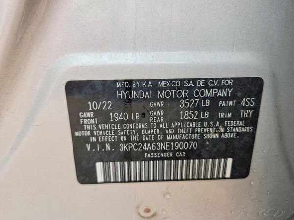 2022 HYUNDAI ACCENT SE, SEL