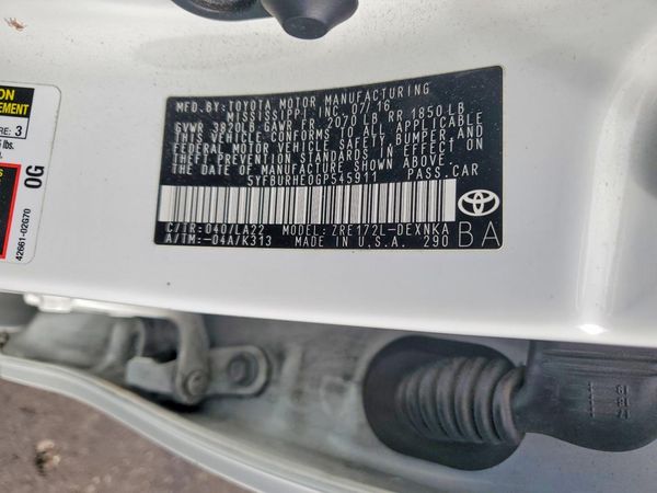 2016 TOYOTA COROLLA L/LE