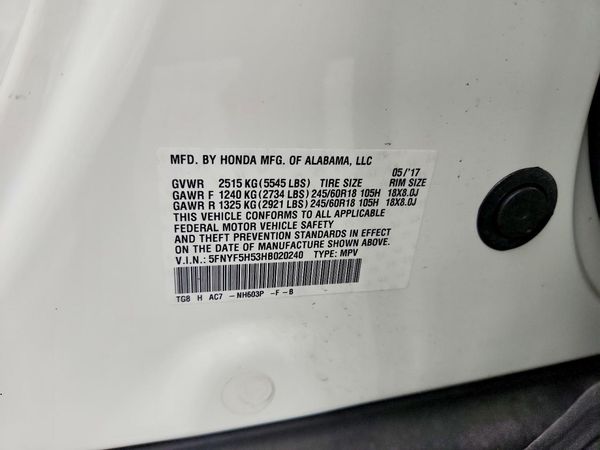 2017 HONDA PILOT EXL