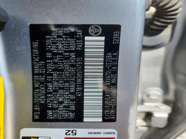 2019 TOYOTA CAMRY L/LE/SE/XLE