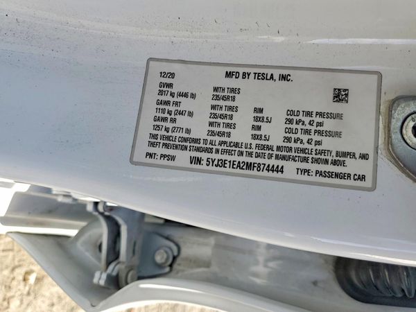 2021 TESLA MODEL 3