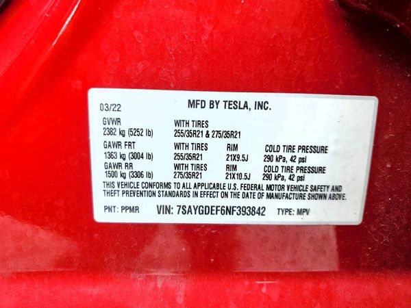 2022 TESLA MODEL Y