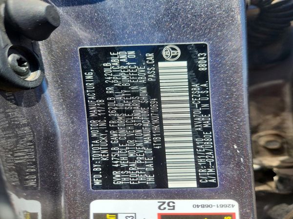 2019 TOYOTA CAMRY L/LE/SE/XLE