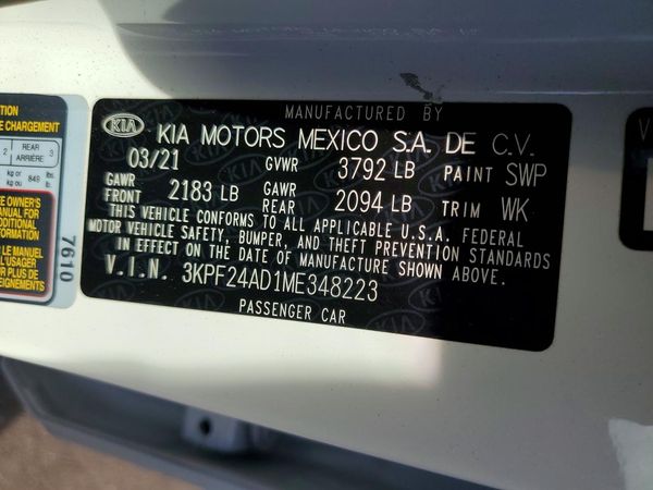 2021 KIA FORTE FE, LXS
