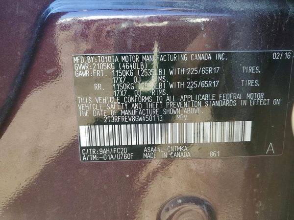 2016 TOYOTA RAV4 XLE (M Grade)