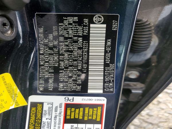 2012 TOYOTA CAMRY