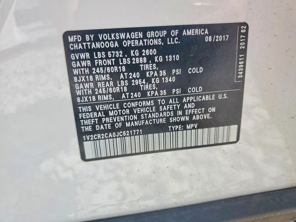 2018 VOLKSWAGEN ATLAS SE