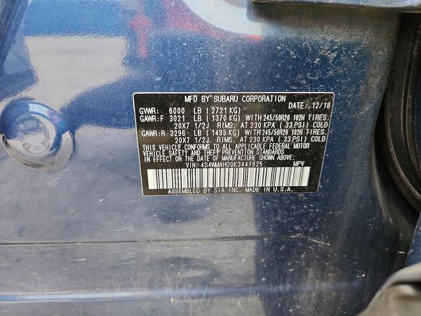 2019 SUBARU ASCENT