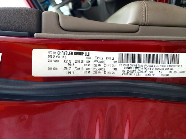 2012 JEEP GRAND CHER Laredo