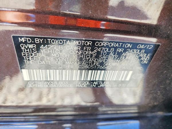 2012 LEXUS IS 250 250C