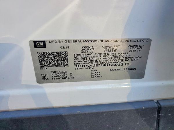 2019 CHEVROLET EQUINOX LT (2FL)