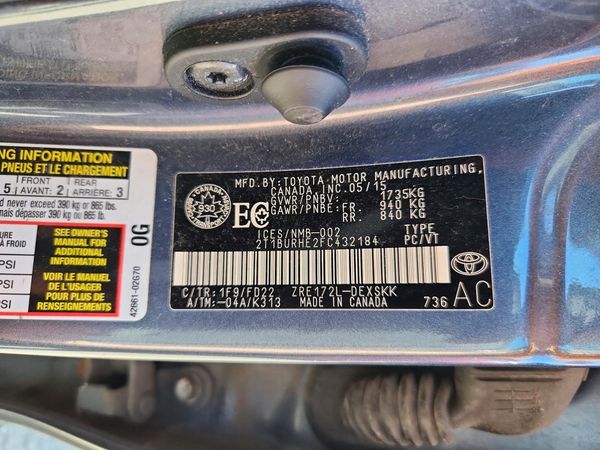 2015 TOYOTA COROLLA L/LE