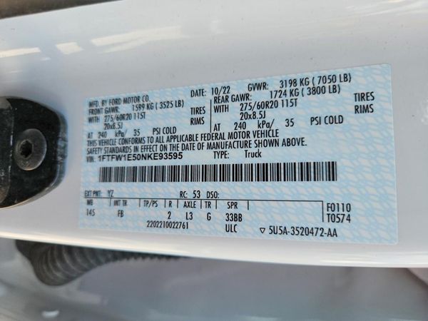 2022 FORD F150 SuperCrew — VINS