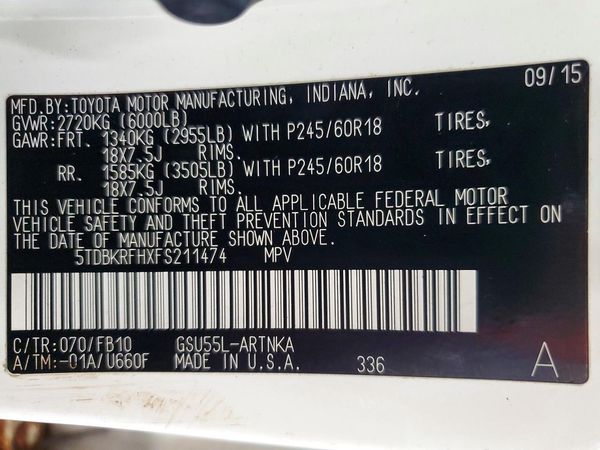 2015 TOYOTA HIGHLANDER Base/Hybrid