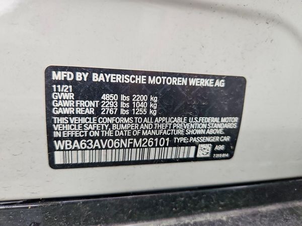 2022 BMW 4 SERIES Gran Coupe — VINS