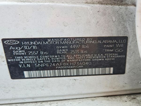 2019 HYUNDAI SONATA