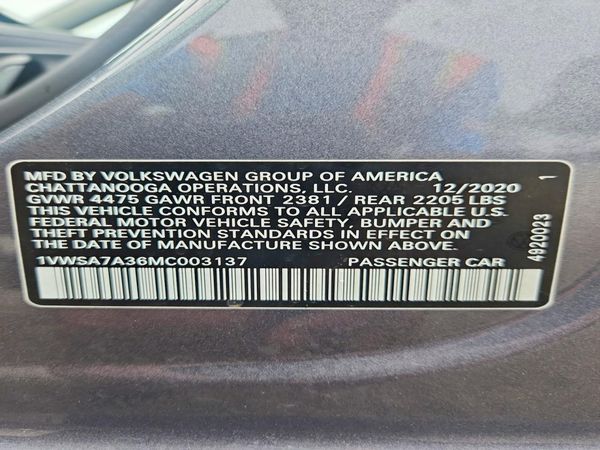 2021 VOLKSWAGEN PASSAT SE