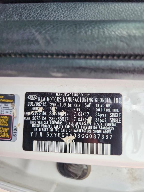 2016 KIA SORENTO L / LX — VINS