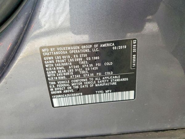 2019 VOLKSWAGEN ATLAS