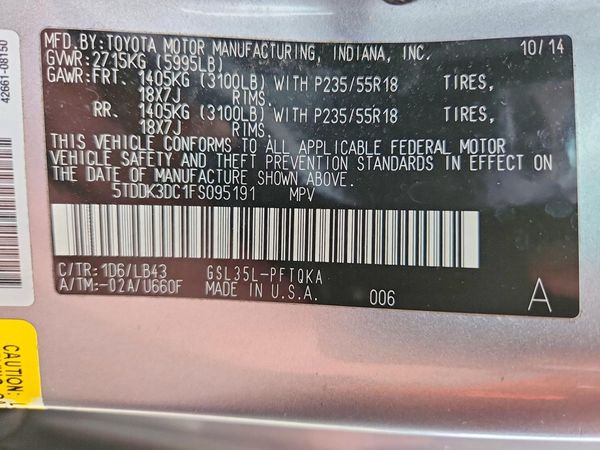 2015 TOYOTA SIENNA