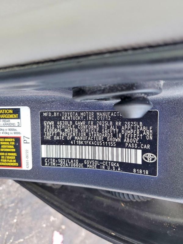 2012 TOYOTA CAMRY
