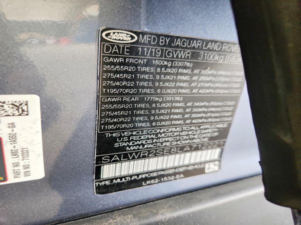 2020 LAND ROVER RANGE ROVER SPORT P525 HSE