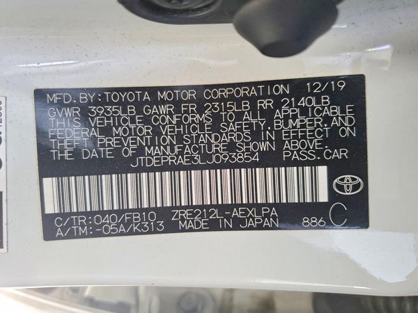 2020 TOYOTA COROLLA LE