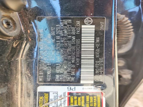 2012 TOYOTA CAMRY — VINS