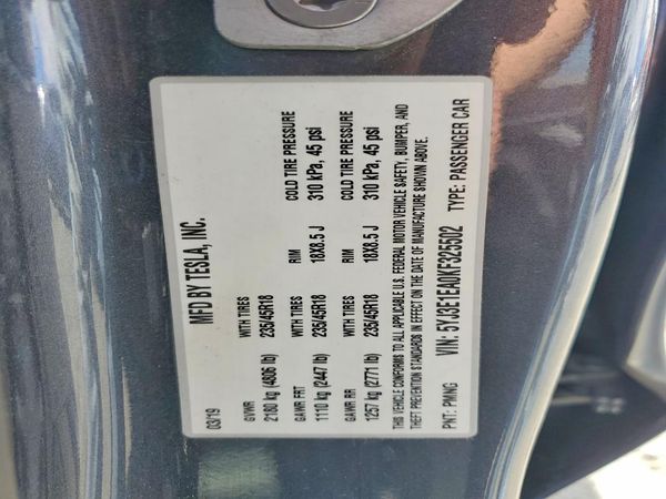 2019 TESLA MODEL 3
