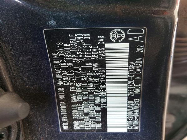 2019 TOYOTA COROLLA