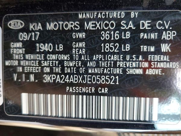 2018 KIA RIO LX, S
