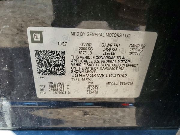 2018 CHEVROLET TRAVERSE LT