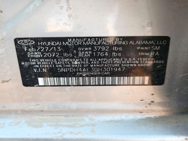 2013 HYUNDAI ELANTRA — VINS