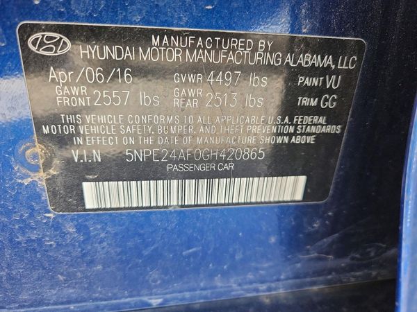 2016 HYUNDAI SONATA