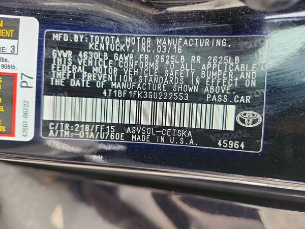 2016 TOYOTA CAMRY