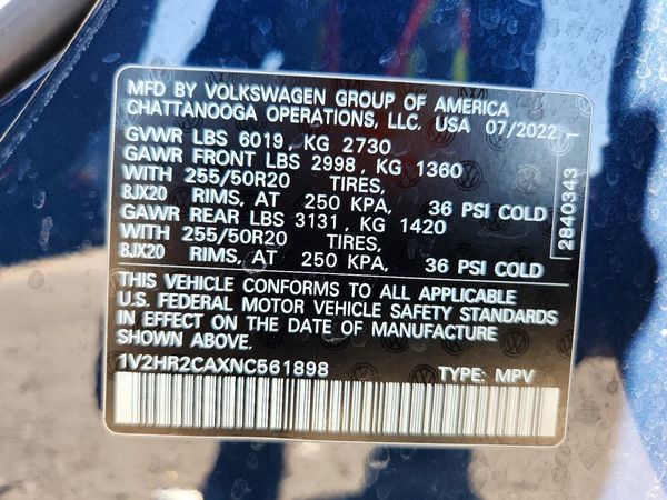 2022 VOLKSWAGEN ATLAS 4Motion SE w/ Tech