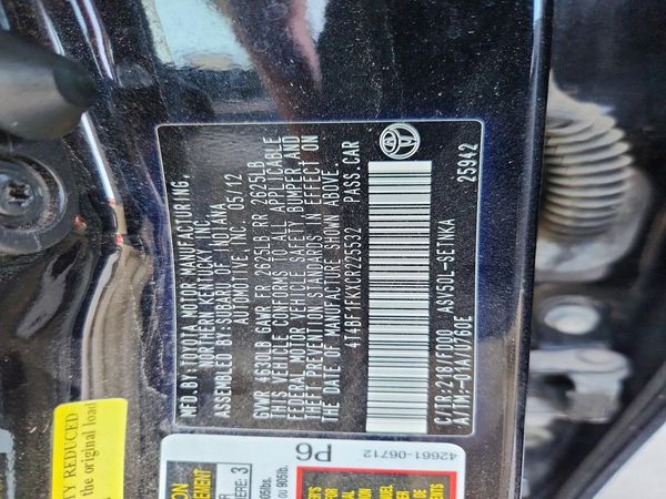 2012 TOYOTA CAMRY