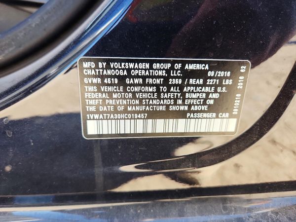 2017 VOLKSWAGEN PASSAT S