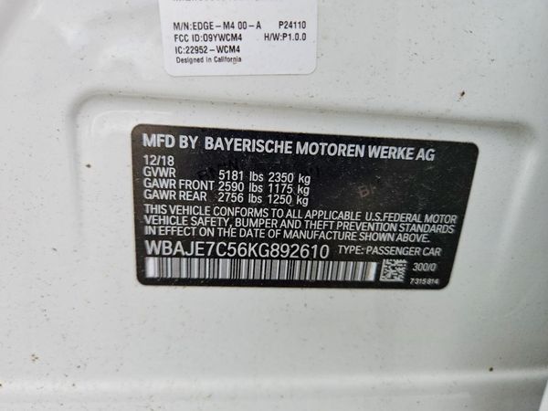 2019 BMW 5 SERIES xDrive — VINS