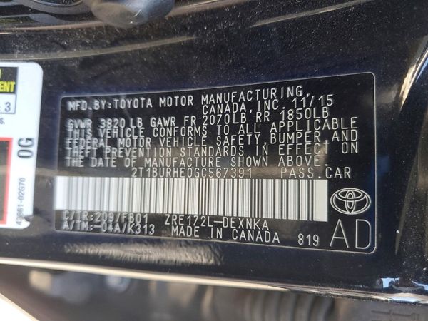 2016 TOYOTA COROLLA