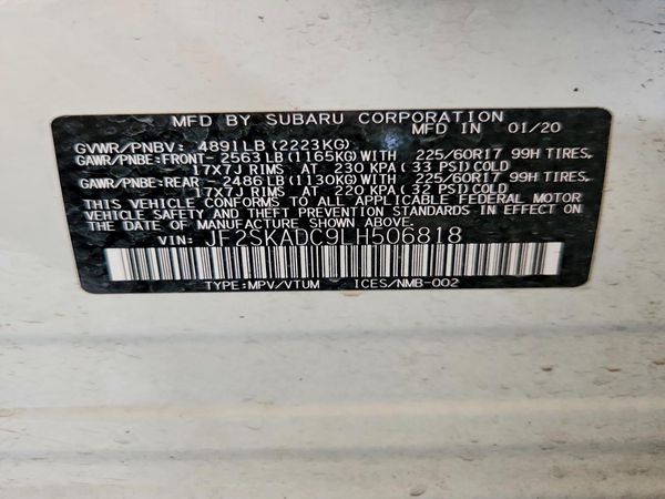 2020 SUBARU FORESTER Base Plus+ES